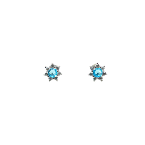 Orecchini Donna Re Mida Argento Punto Luce Cestino Zircone Azzurro OR DJV-01