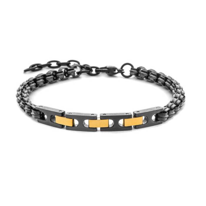 Bracciale Uomo 4US Cesare Paciotti Acciaio Nero Pvd Oro 4UBR8473