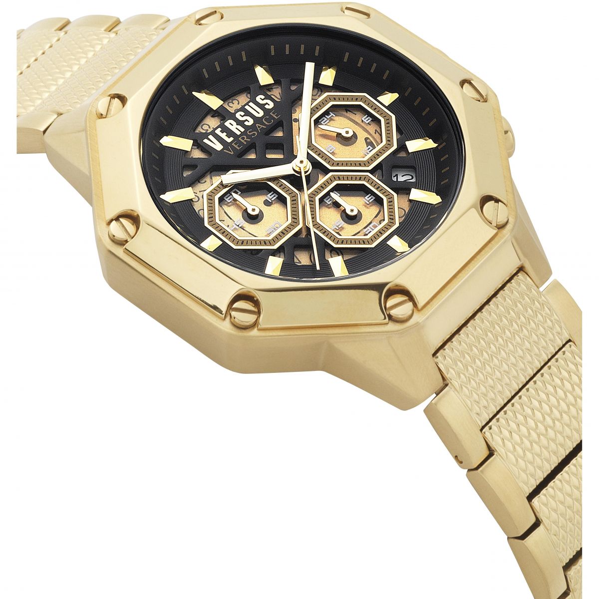 Orologio Uomo Versus By Versace Nero Quarzo Cronografo Acciaio Dorato VSP391720