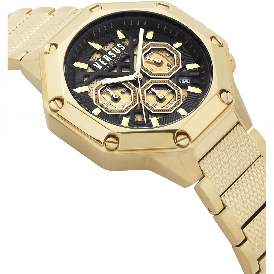Orologio Uomo Versus By Versace Nero Quarzo Cronografo Acciaio Dorato VSP391720