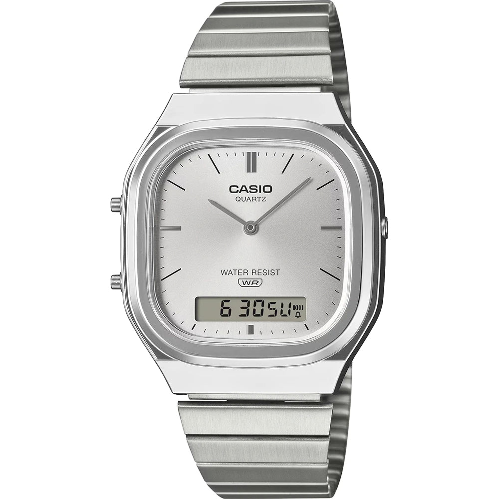 Orologio Unisex Casio Vintage Acciaio Quarzo Ana-Digi AQ-240E-7AEF