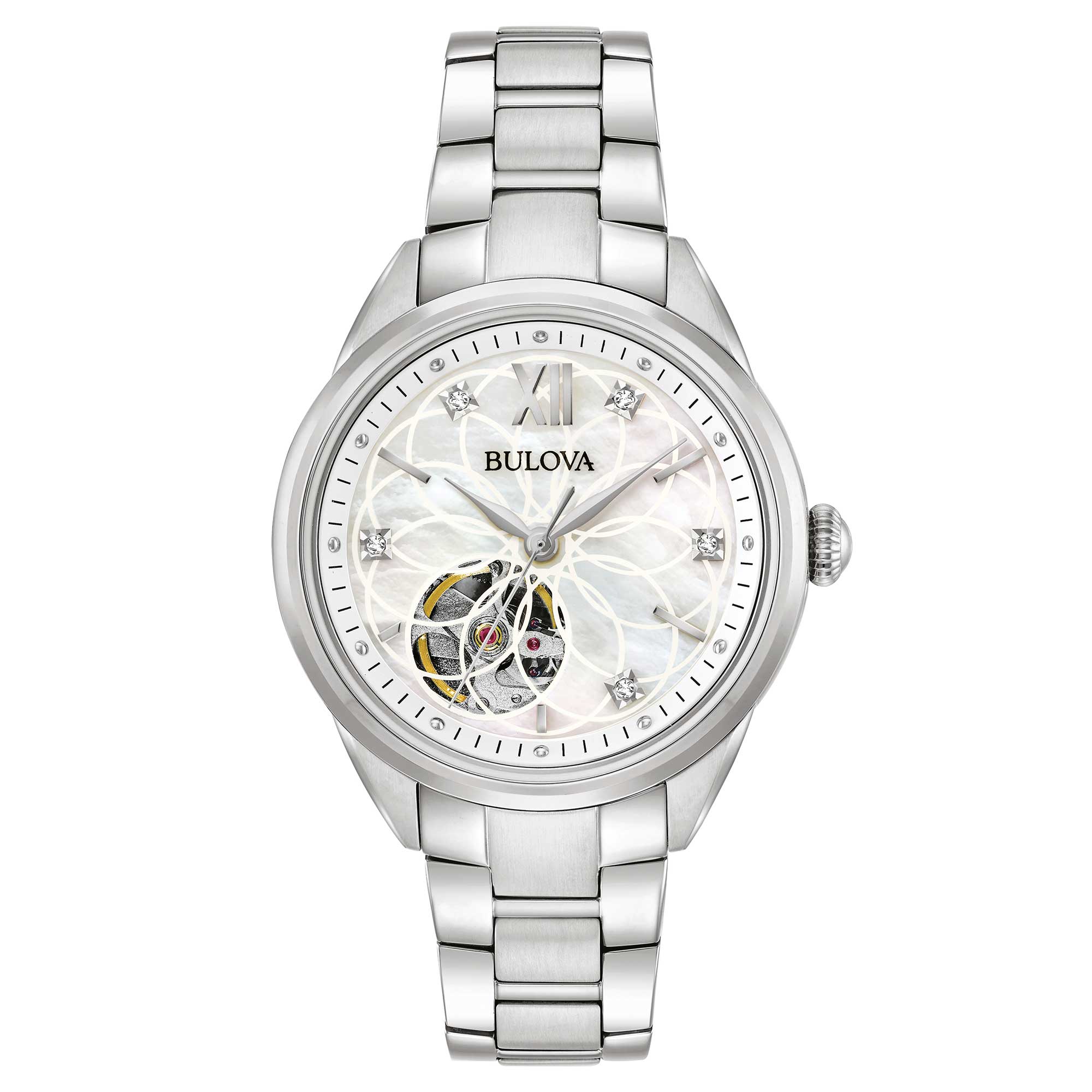 Orologio Donna Bulova Sutton Lady Automatico Madreperla Diamanti 96P181