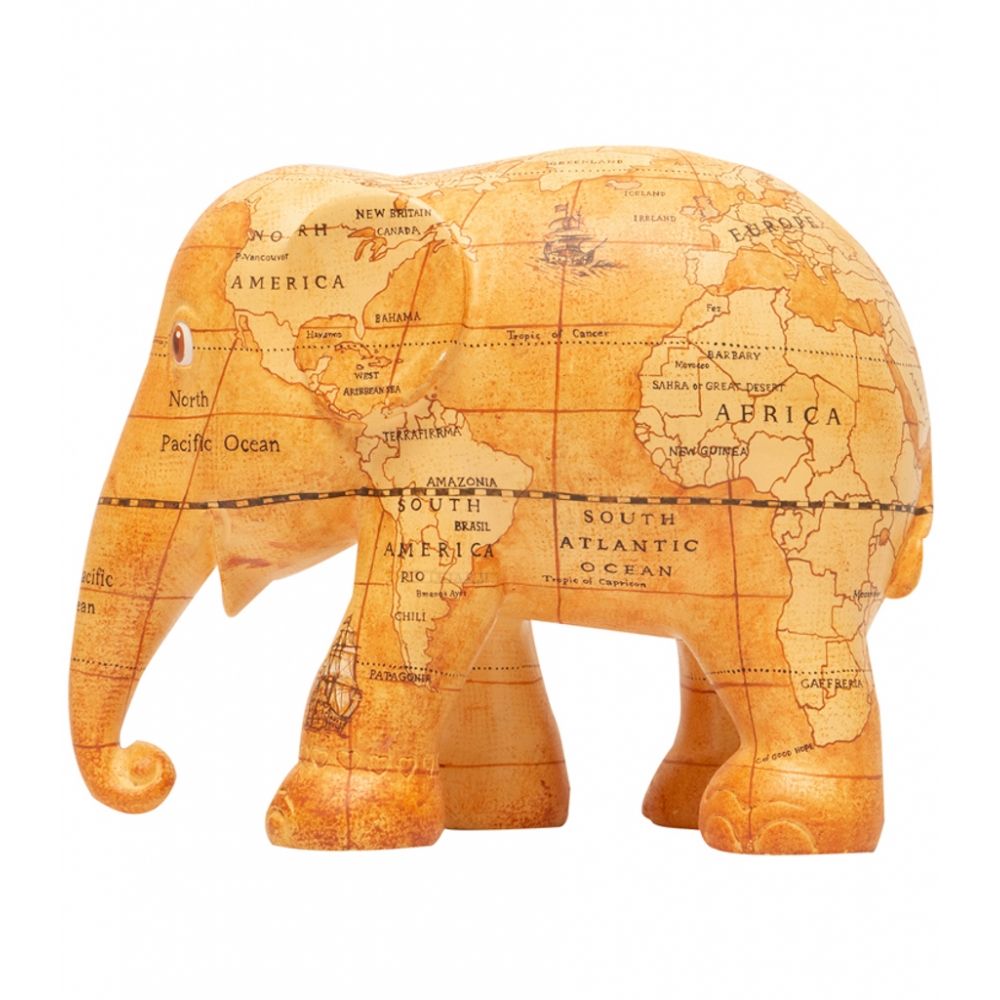 Scultura Elefante Onlylux Tales Of Discovery  20 cm Resina Dipinto A Mano