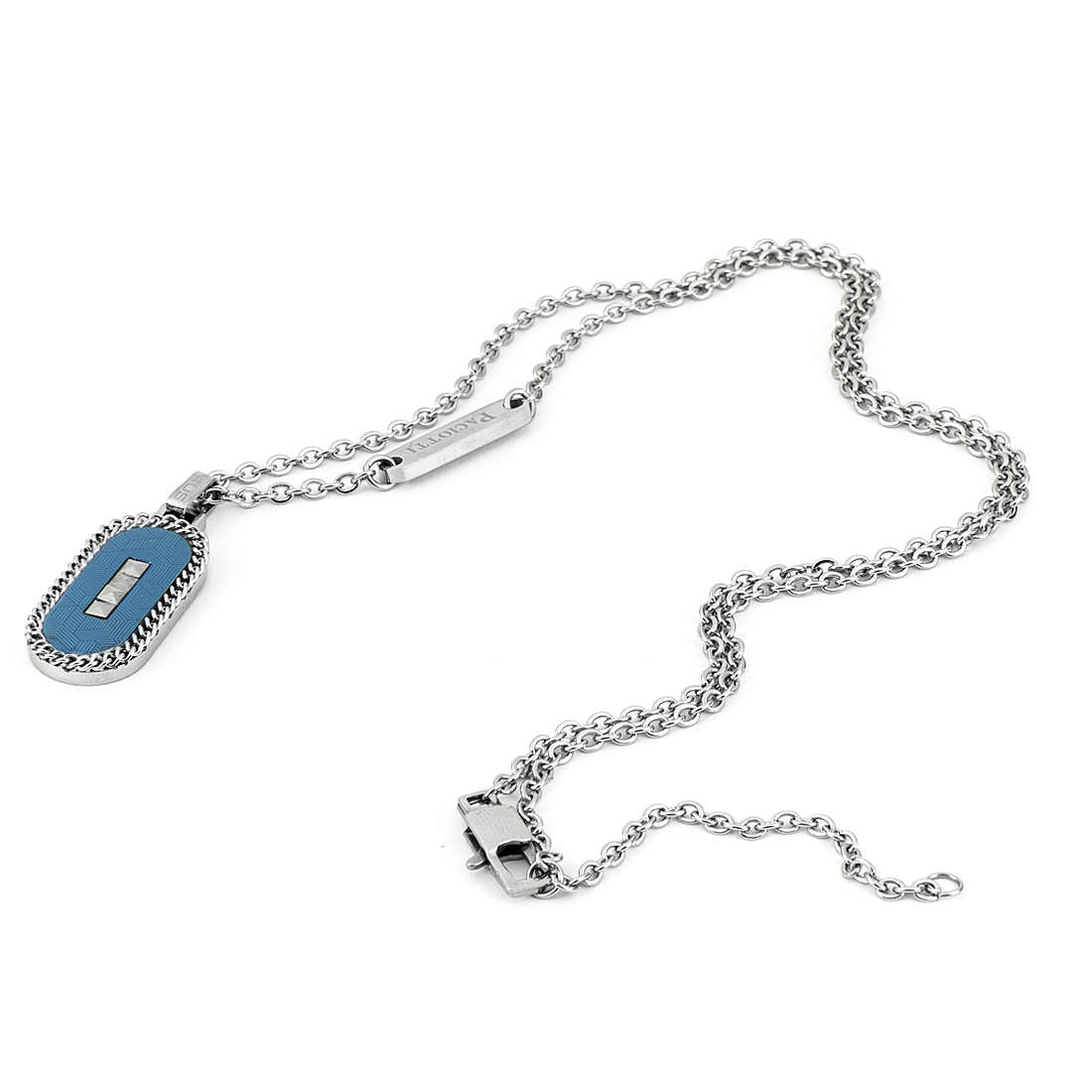 Collana Uomo Acciaio 4US Cesare Paciotti con inserto in pvd blu  4UCL4416