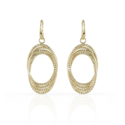 Orecchini Donna Unoaerre Bronzo Dorato Sfaccettato Cerchi Ovali Pendenti 419133