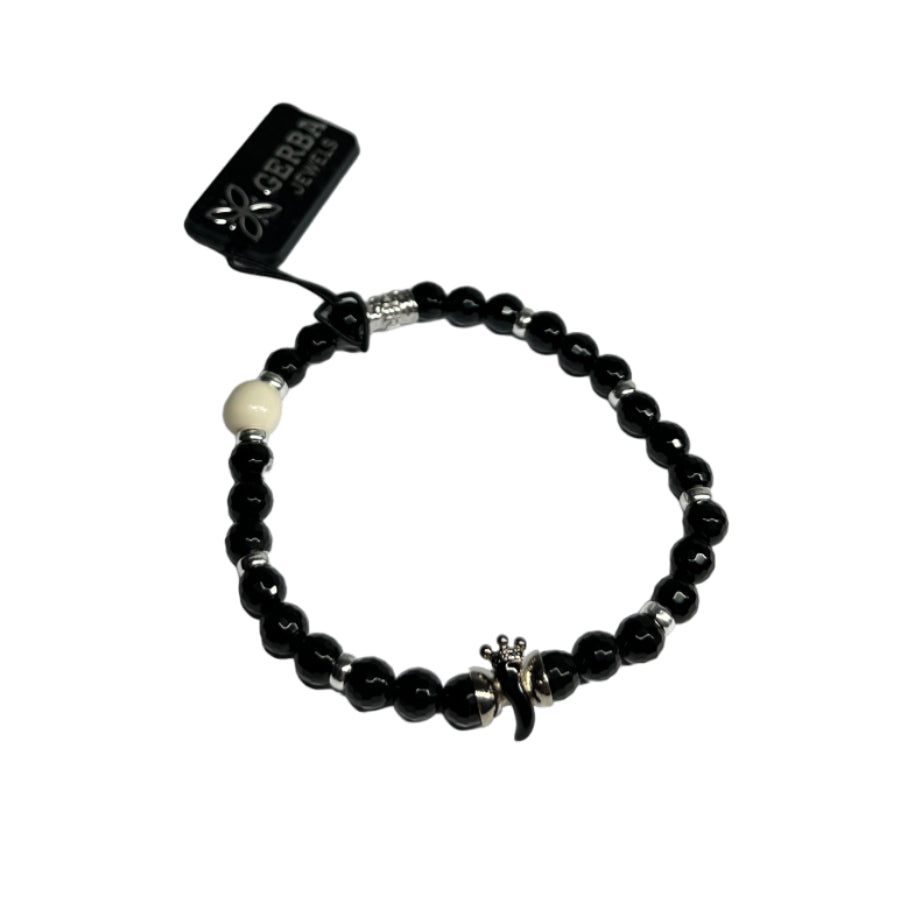 Bracciale Unisex Gerba Argento 925 Pietre Nere Sfaccettate Corno Nero HORN18EL