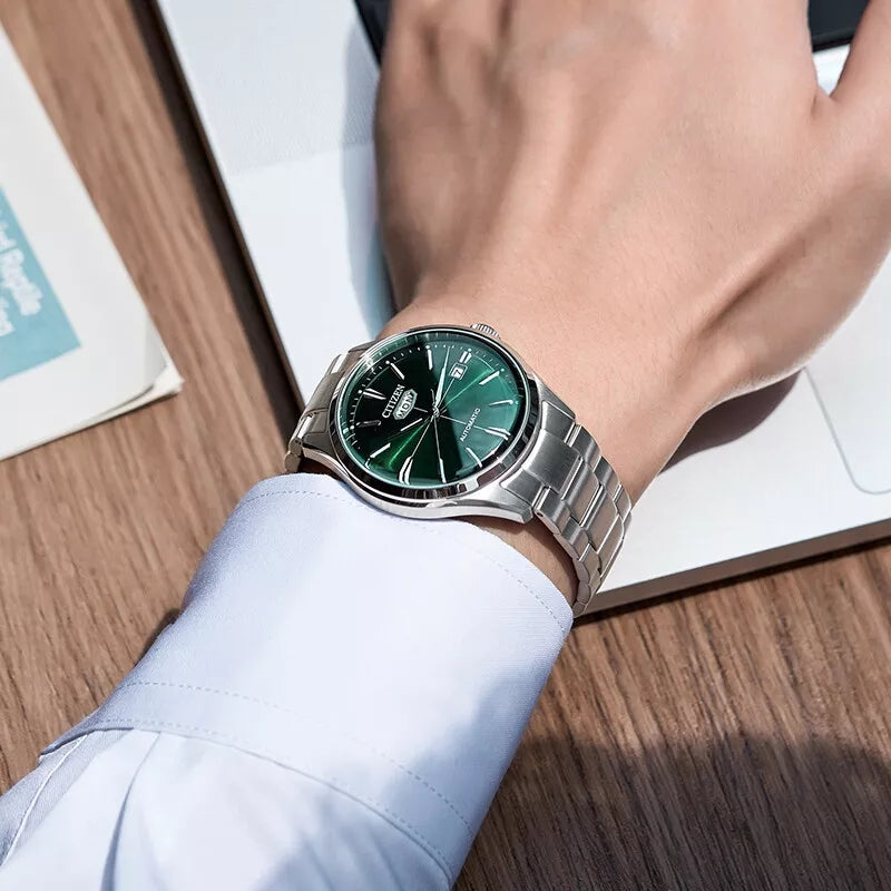 Orologio Uomo Citizen Automatico Acciaio Verde Doppia Data NH8391-51X