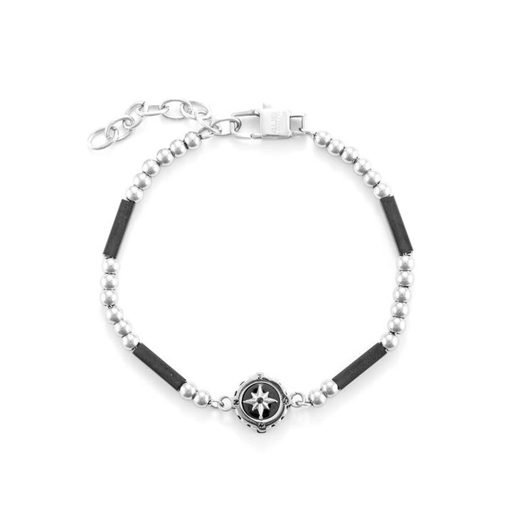 Bracciale Uomo 4US Cesare Paciotti Biglie Acciaio Bussola Cilindri Neri 4UBR6415