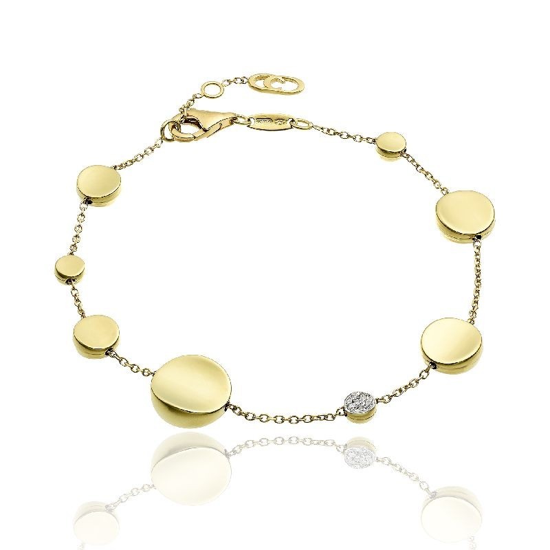 Bracciale Donna Chimento Oro Giallo 18 KT Diamanti Bianchi Dischi 1B10280B11190