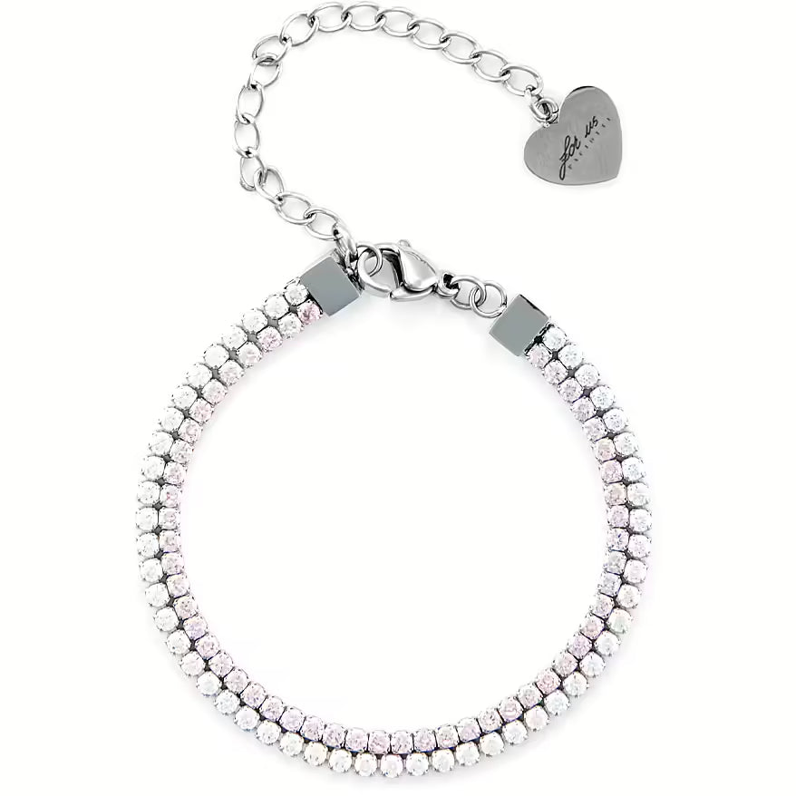 Bracciale Tennis Donna 4US Cesare Paciotti Acciaio Zirconi Bianchi Rosa 4UBR6327W