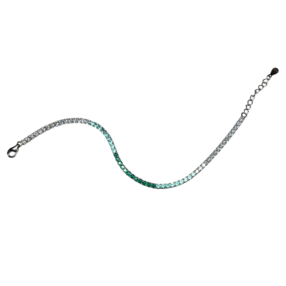 Bracciale Unisex Re Mida Tennis Argento 925 Zirconi Verdi Sfumati Tennis-51