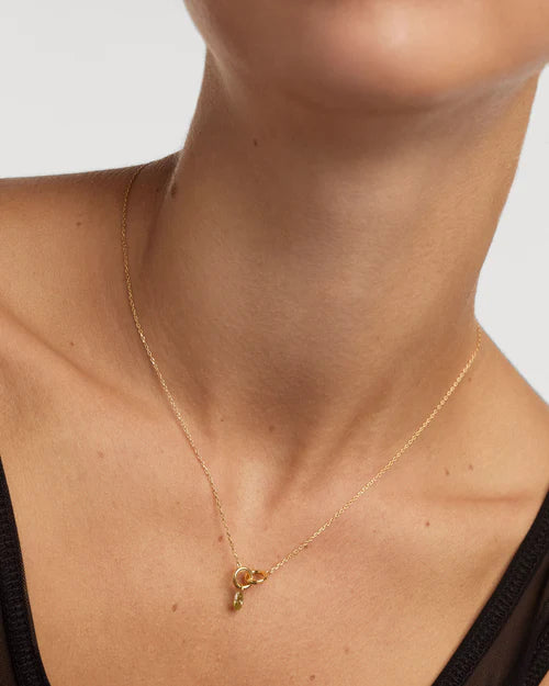 Collana Donna PDPaola Argento Dorato 925 Zircone Verde Oliva CO01-845-U