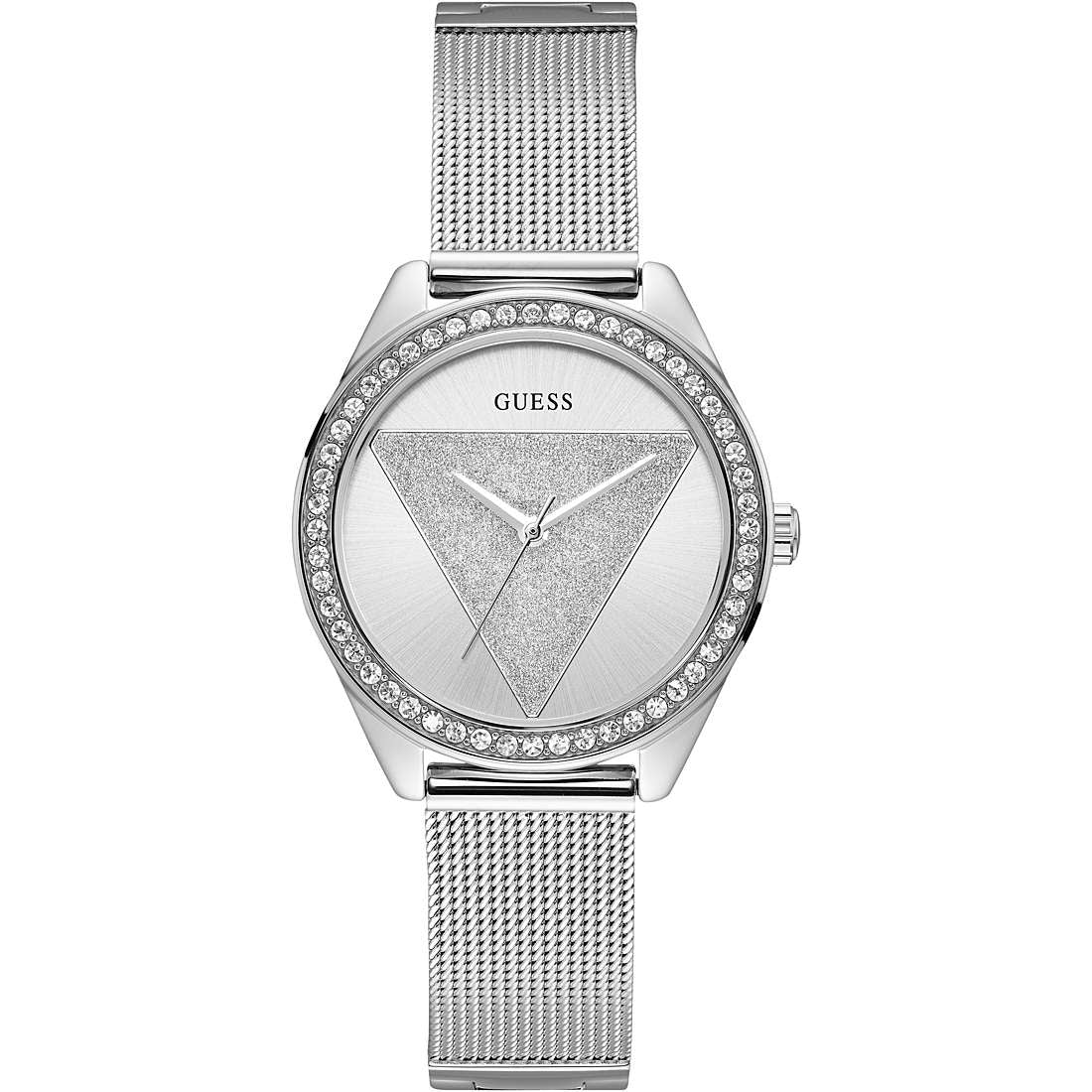 Orologio Donna Guess Quarzo Solo Tempo Acciaio Maglia Milano Zirconi W1142L1