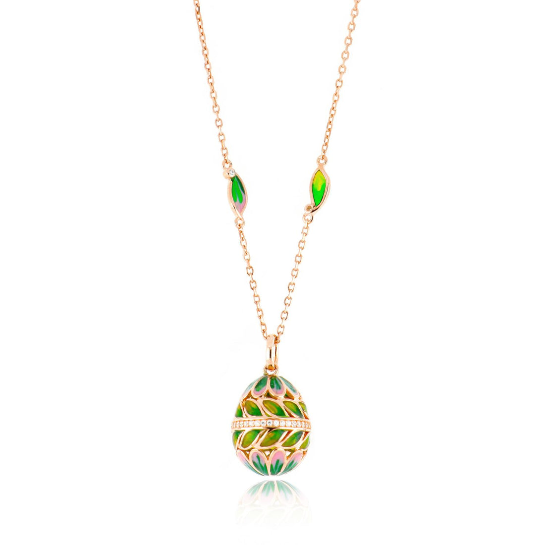 Ciondolo Tsars in Argento e Smalto rosa e verde – Tamara Ladies` Necklace – TMP06RGR