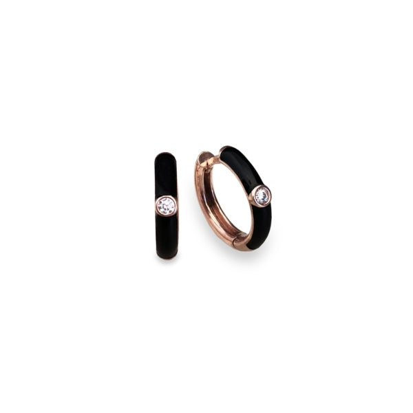 Orecchini Donna Labrioro Argento 925 Zircone Bianco Smalto Nero 2029/B