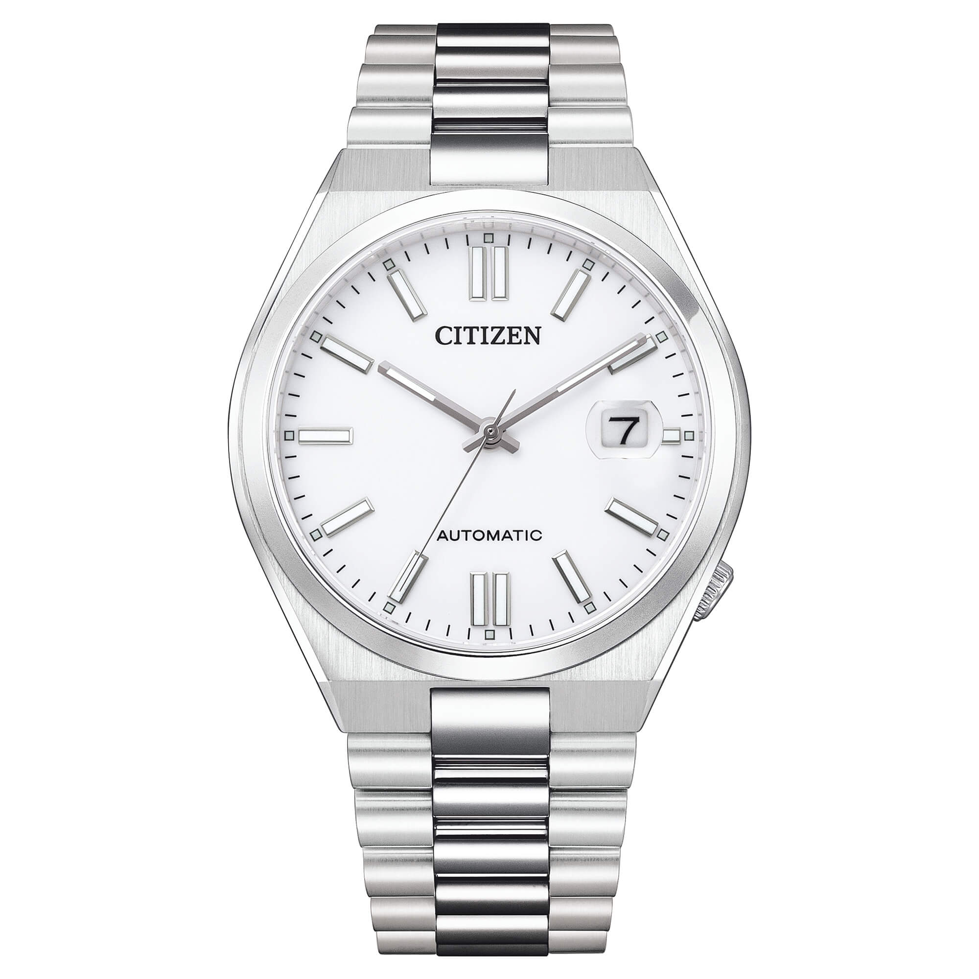 Orologio Uomo Citizen Automatico Acciaio Bianco Data Maglia President NJ0150-81A