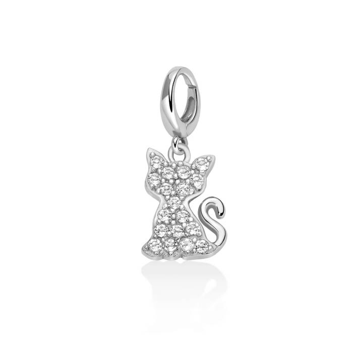 Charm Donna Miluna Pendente Argento Topazio Gattino PFD896