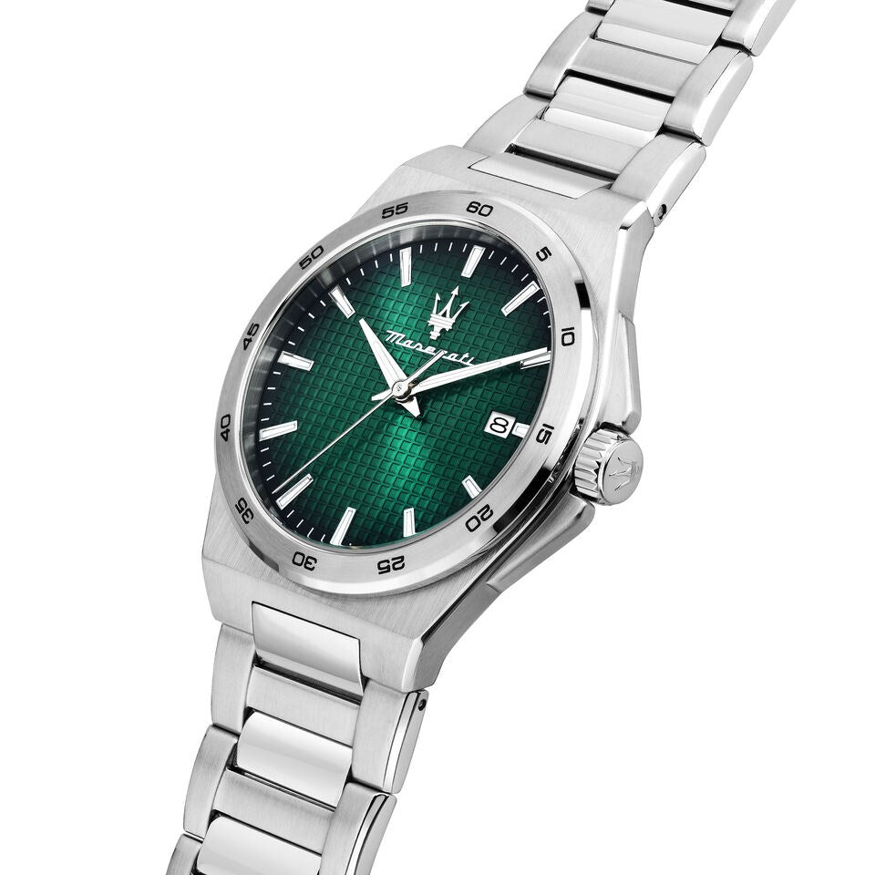 Orologio Uomo Maserati Acciaio Lucido Quarzo Verde Data R8853153003