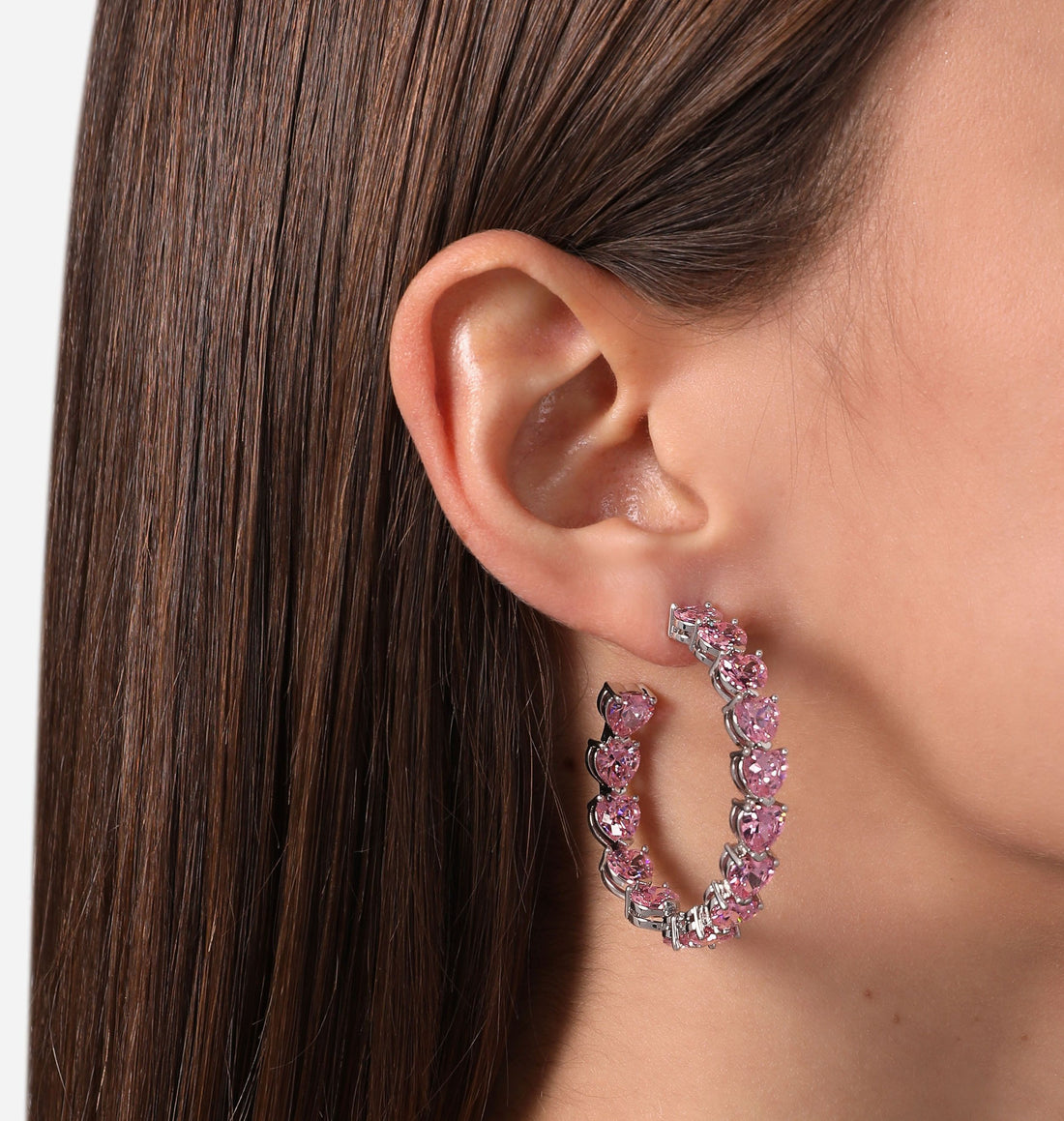 Orecchini Donna Chiara Ferragni Acciaio Zircone Rosa a forma di cuore