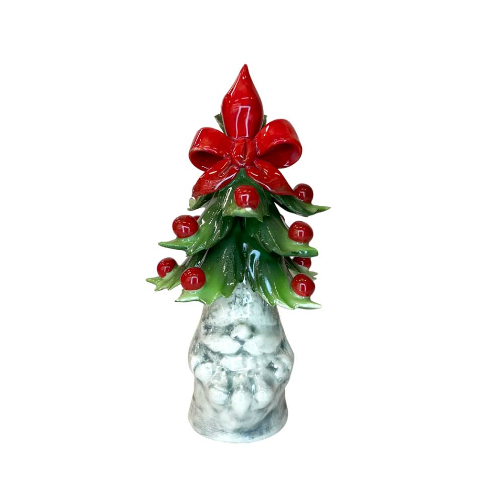 Gnomo Albero di Natale Capodimonte Grigio Fiocco 17 cm CAP9