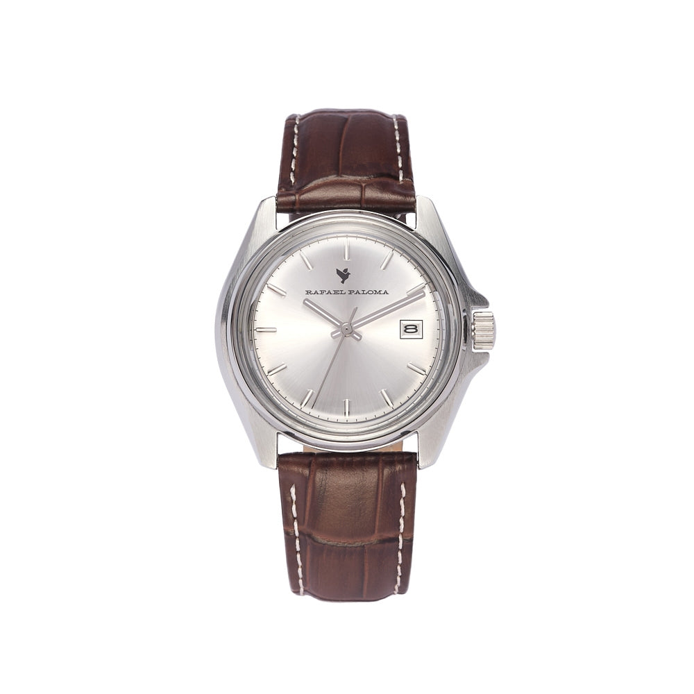 Orologio Uomo Rafael Paloma Acciaio Pelle Marrone Argentè Data ORP009001