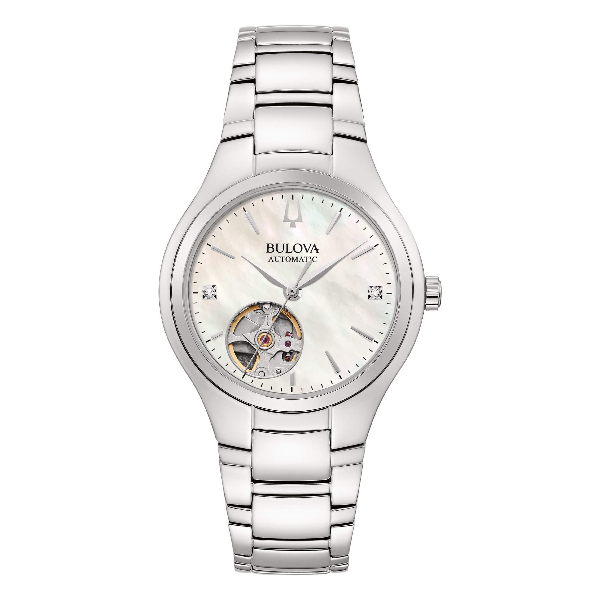 Orologio Donna Bulova Automatico Open Heart Madreperla Diamanti 96P247