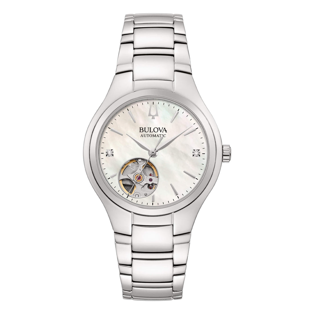 Orologio Donna Bulova Automatico Open Heart Madreperla Diamanti 96P247