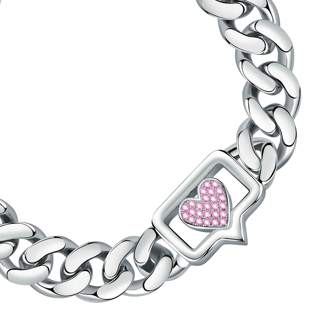 Bracciale Donna Catena Groumette Zirconi Rosa