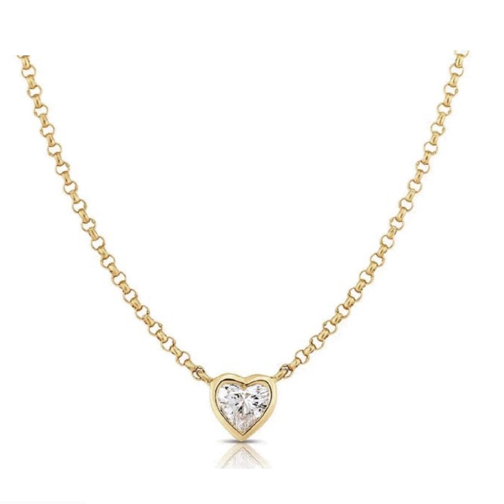 Collana Donna Liu Jo Acciaio dorato Catena Rollò Punto Luce a cuore Zircone Bianco LJ2531