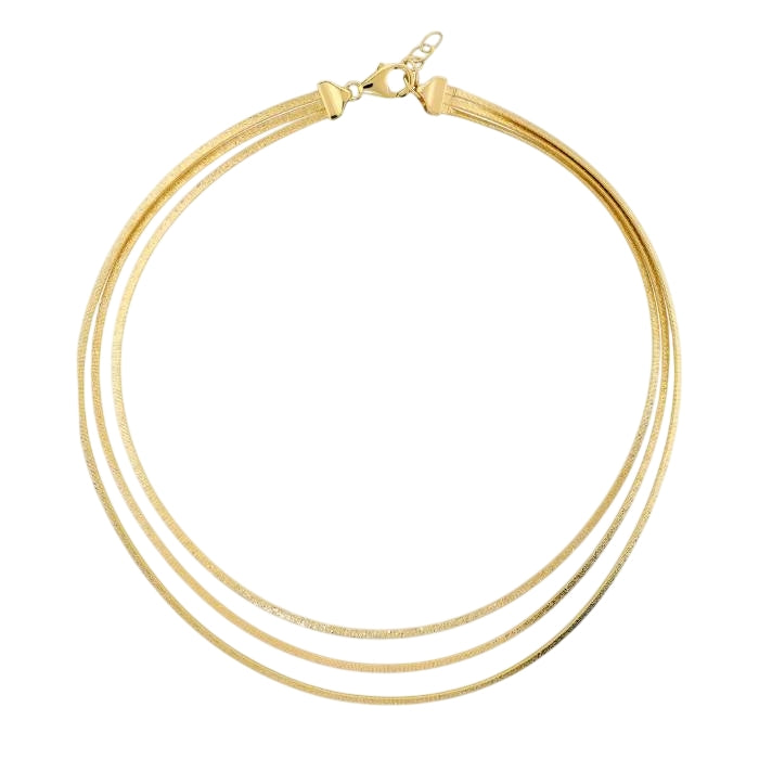 Collana Donna Etrusca Multifilo Lega Golden Placcata Oro Giallo 18 KT WSET00979