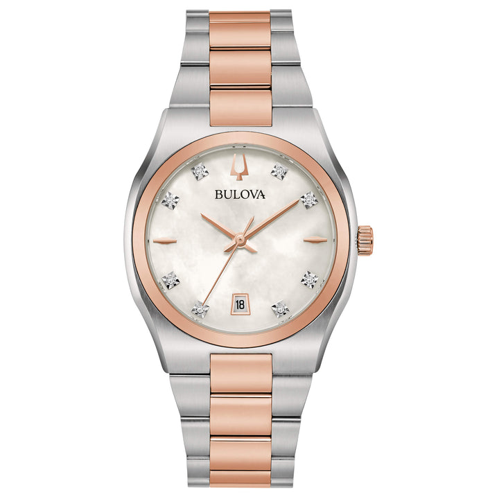 Orologio Donna Bulova Quarzo Solo Tempo Surveyor Acciaio Bicolore Diamanti 98P199