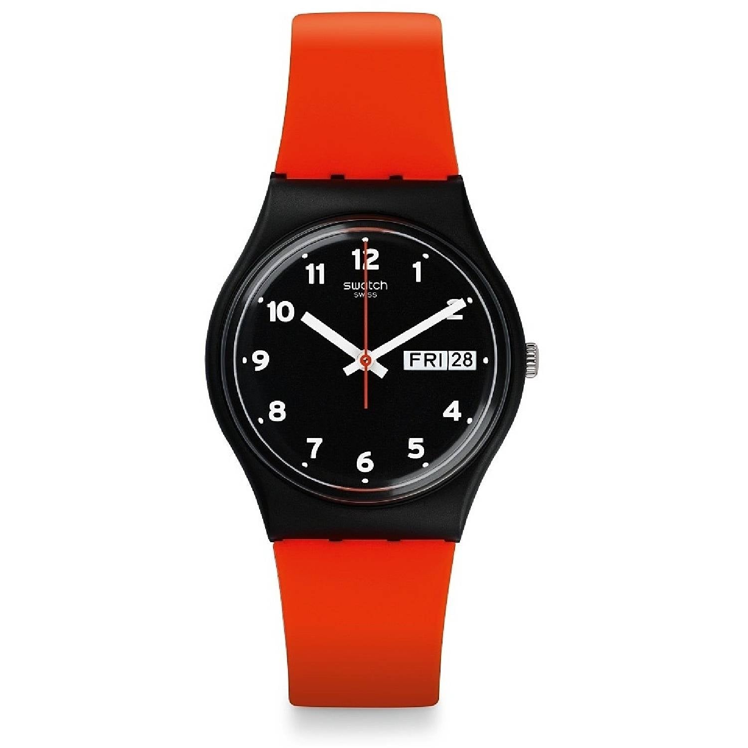 Orologio Uomo Bambino Swatch Quarzo Doppia Data Red Grin Nero GB754