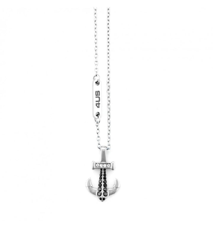 Collana Uomo 4US Cesare Paciotti  ancora Acciaio Bianco con zirconi 4UCL6807