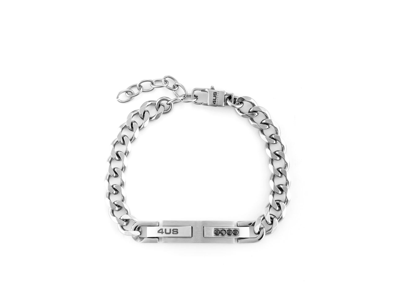 Bracciale Uomo 4US Cesare Paciotti Acciaio Catena Groumette Targhetta 4UBR6149