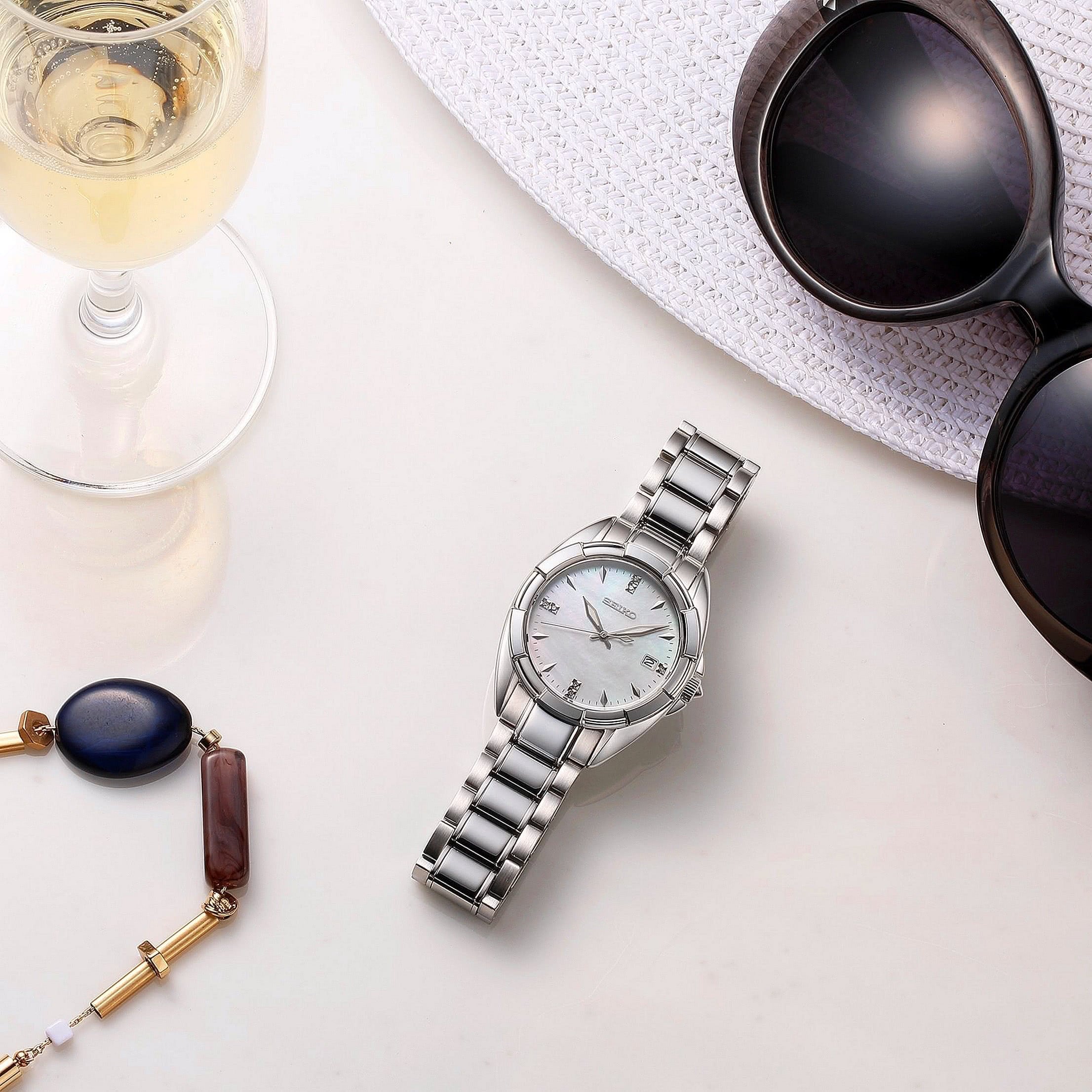 Orologio Donna Seiko Ladies Acciaio Solo Tempo Madre Perla Diamanti SKK885P1