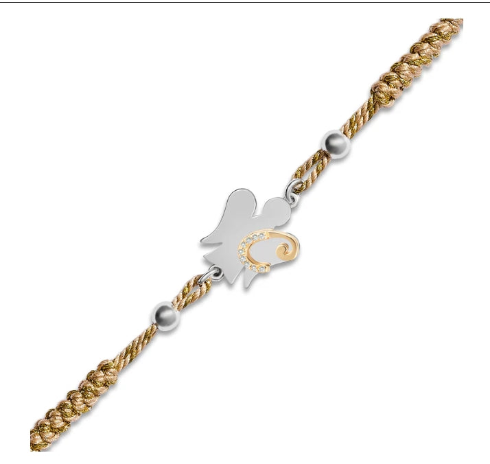 Bracciale Donna Argento 925 Roberto Giannotti Cordino con Angelo e lettera C