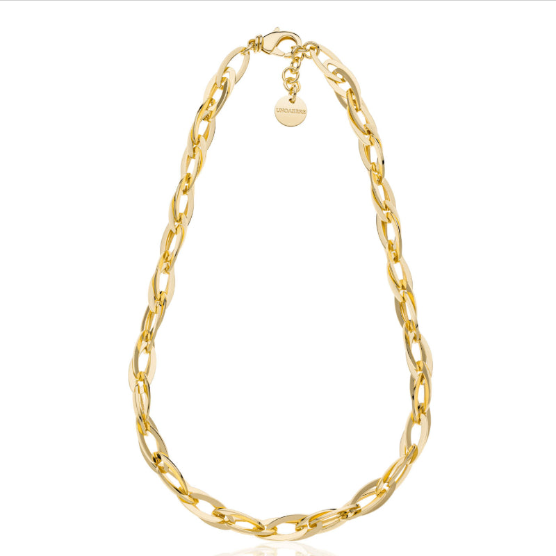 Collana Donna Unoaerre Bronzo Dorato Catena Maglia Anelli Ovali Stretti 549550