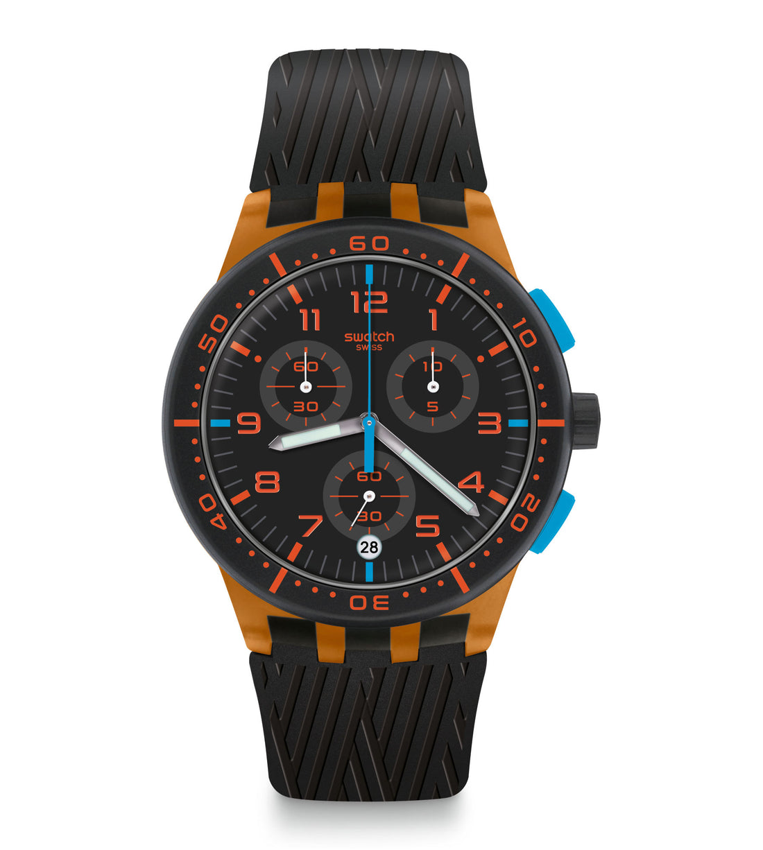 Orologio Uomo Swatch Quarzo Cronografo Data arancio SUSO401