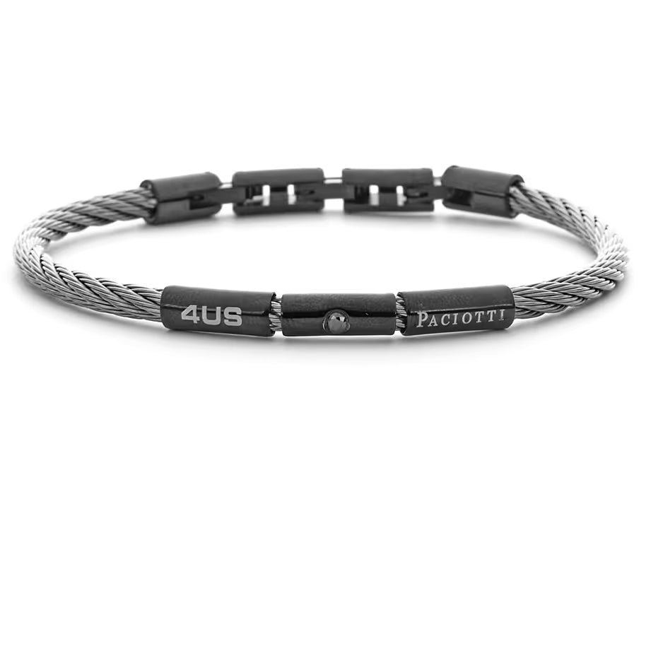 Bracciale Uomo 4US Cesare Paciotti Acciaio Intrecciato Rigido Cilindro 4UBR6004