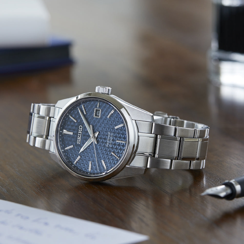 Orologio Uomo Seiko Presage Automatico Quadrante Blu Acciaio Data SPB167J1