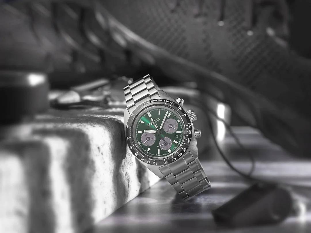 Orologio Uomo Seiko Montre Prospex Speedtimer Carica Solare Verde Nero SSC933P1