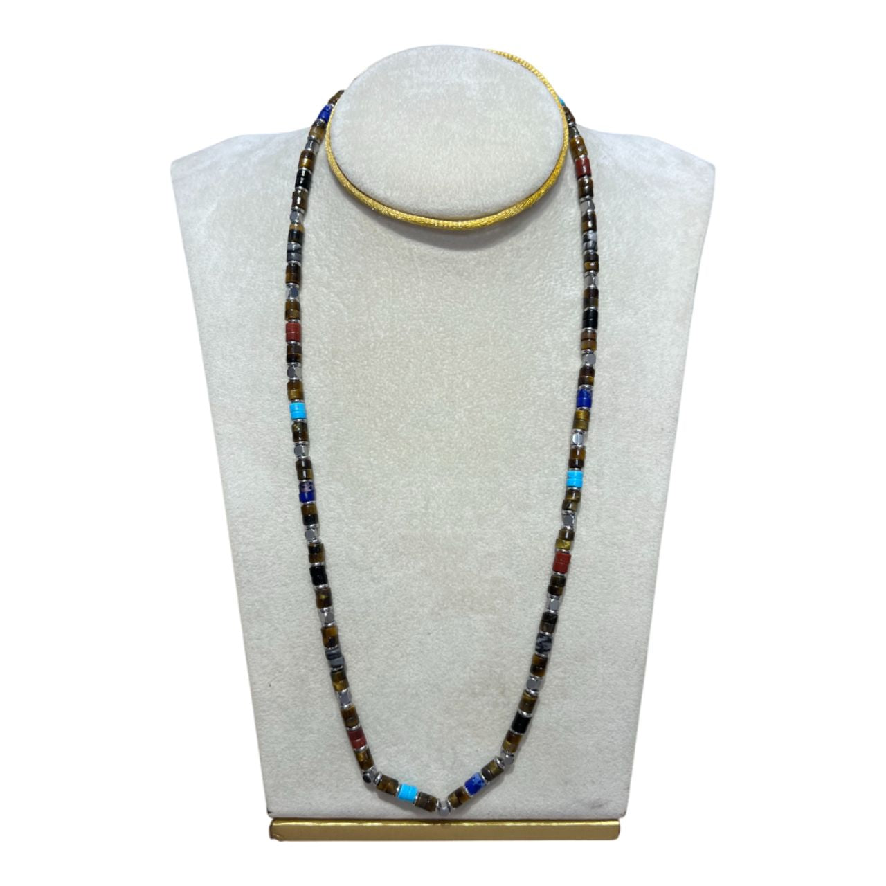 Collana Uomo Re Mida Pietre Multicolore Occhio Di Tigre