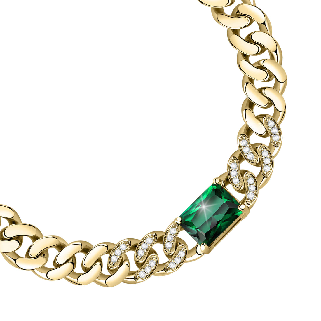 Bracciale Donna Chiara Ferragni Catena Groumette Dorato Zircone Verde