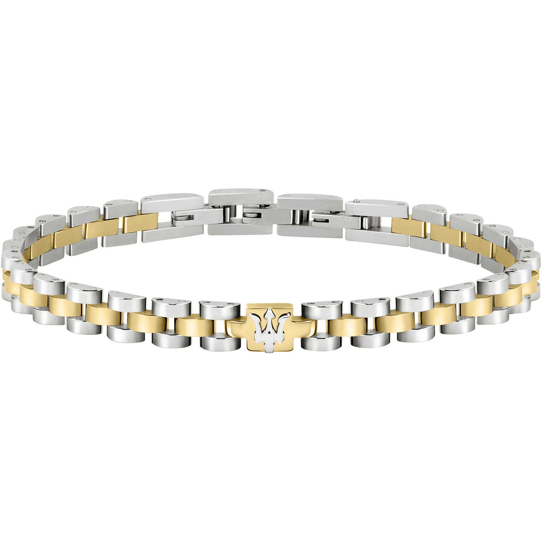 Bracciale Uomo Acciaio Maserati Logo Centrale dorato a maglia JM320AST09