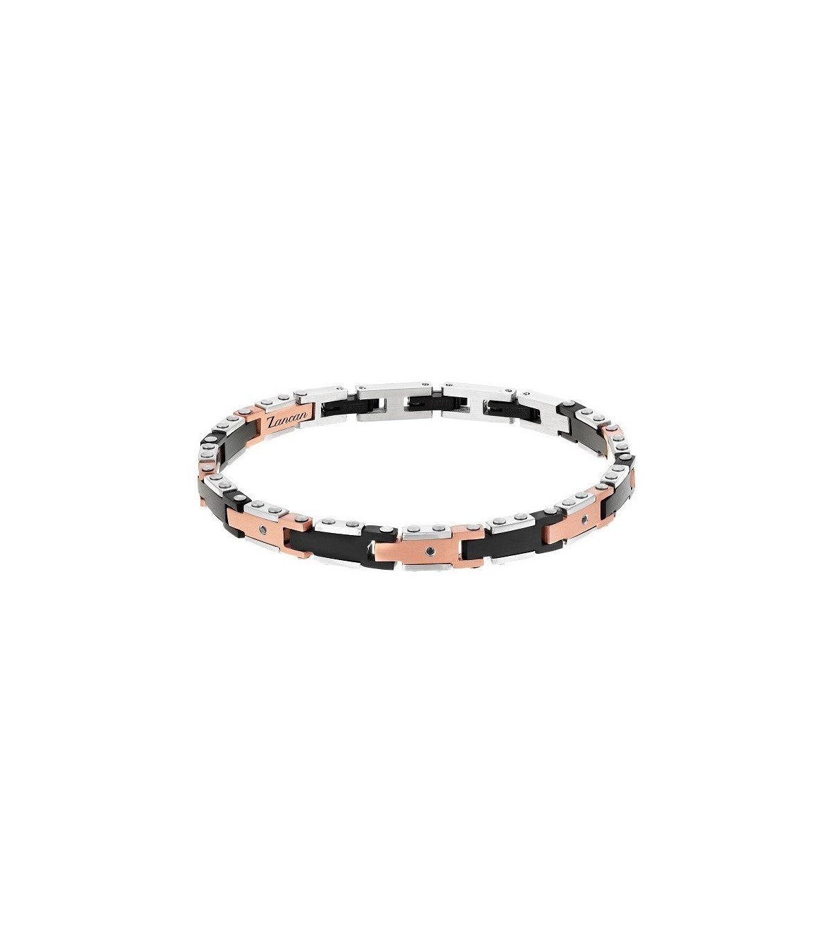 Bracciale Uomo Acciaio Zancan PDV Nero E Rosè UHB082