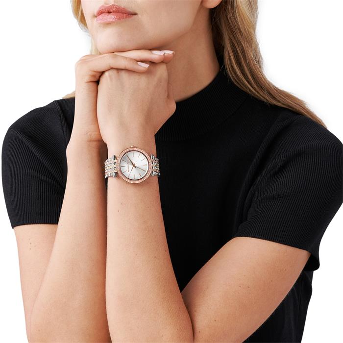 Orologio Donna Acciaio Tre Colori Zirconi Quarzo Solo Tempo Michael Kors MK3203