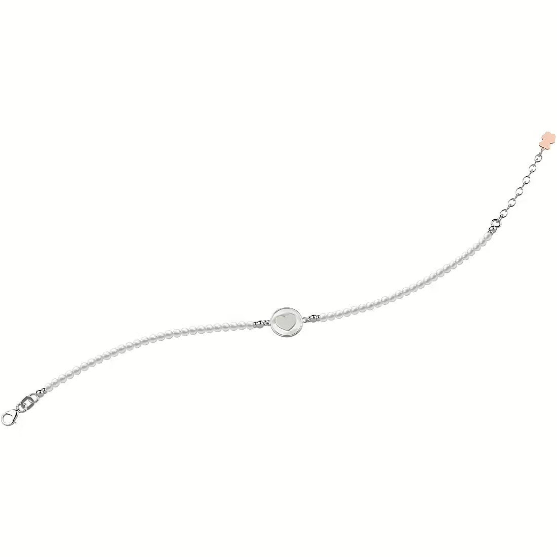 Bracciale Bambina Nanàn Argento 925 Filo Perle Madreperla Cuore NAN0385