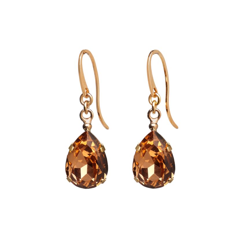 Orecchini Donna Ottaviani Bronzo Dorato Zirconi goccia Ambra  500676O