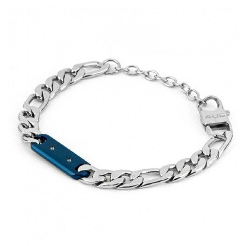 Bracciale Uomo 4US Cesare Paciotti acciaio Bianco con centrale rigido colore PVD blu 4UBR4386