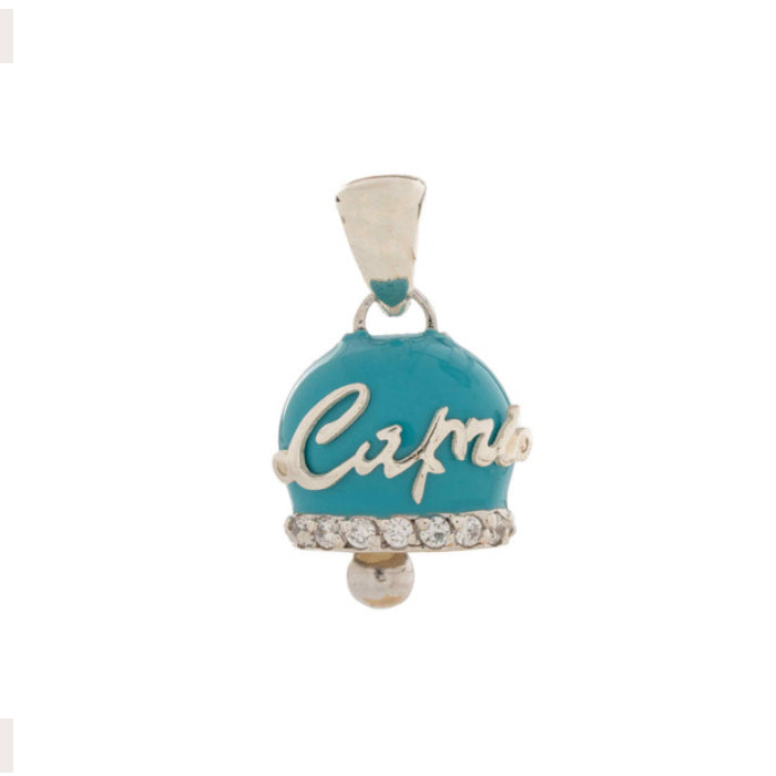 Ciondolo La Campanella di Capri Argento Porta Fortuna Smalto Azzurro CSZD2-AZZ